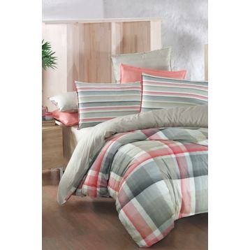 Sarev Vegas V2 Fancy Çift Kişilik 200x220 cm Bej Poplin Nevresim Takımı