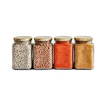 Sarkap 4'lü 1600 CC Gold Kapak Köşeli Kapaklı Cam Kavanoz
