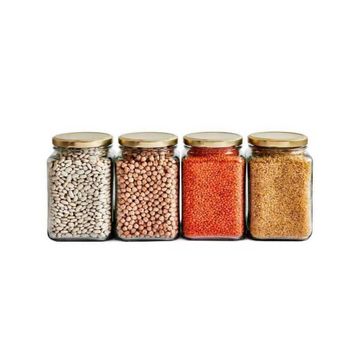 Sarkap 4'lü 1600 CC Gold Kapak Köşeli Kapaklı Cam Kavanoz