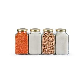 Sarkap 4'lü 3000 CC Gold Kapak Köşeli Kapaklı Cam Kavanoz