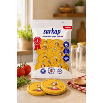 Sarkap 82 mm Aşçı Kadın Turuncu Hijyenik Paketli 10 Adet Kavanoz Kapağı