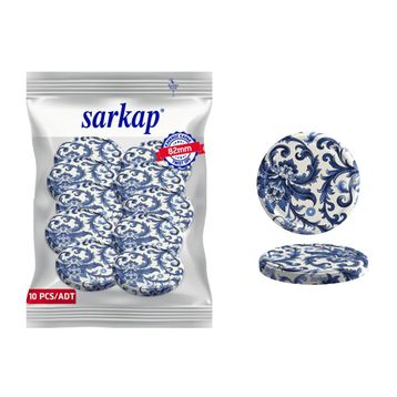 Sarkap 82 mm Çini Çiçek Model Hijyenik Paketli 10 Adet Kavanoz Kapağı