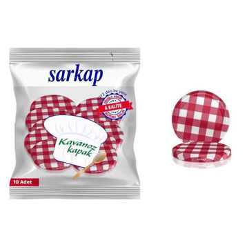 Sarkap Hijyenik Paketli Ekose Koyu Kırmızı 66 mm 10 Adet Kavanoz Kapağı