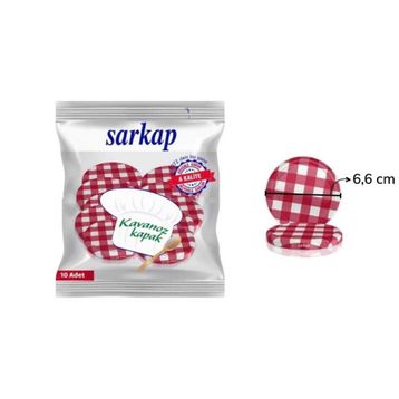 Sarkap Hijyenik Paketli Ekose Koyu Kırmızı 66 mm 10 Adet Kavanoz Kapağı