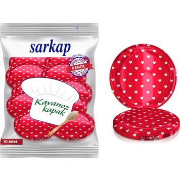 Sarkap Hijyenik Paketli Kırmızı Kalp 82 mm 10 Adet Kavanoz Kapağı