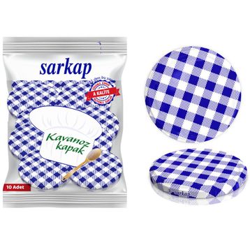 Sarkap Hijyenik Paketli Lacivert Ekose 82 mm 10 Adet Kavanoz Kapağı