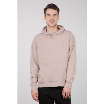 Sateen Men 20KSW760E102 Bej Kapşonlu Kanguru Cepli Kürklü Erkek Sweatshirt