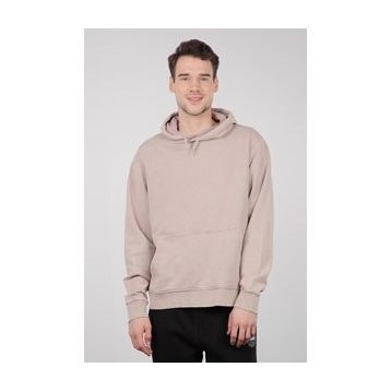 Sateen Men 20KSW760E102 Bej Kapşonlu Kanguru Cepli Kürklü Erkek Sweatshirt