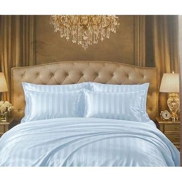 Saten Deluxe Mavi Çift Kişilik Nevresim Takımı