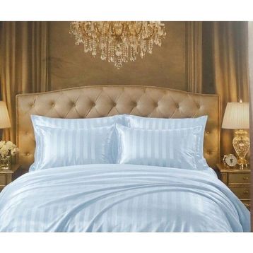 Saten Deluxe Mavi Çift Kişilik Nevresim Takımı