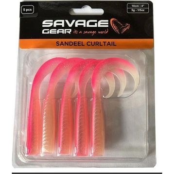 Savage Gear LB Sandeel Curltail 10 cm Pink Glow Back 5 Adet Suni Balık Yemi