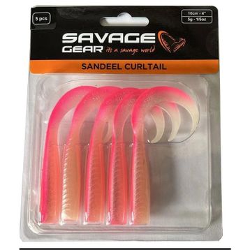 Savage Gear LB Sandeel Curltail 10 cm Pink Glow Back 5 Adet Suni Balık Yemi