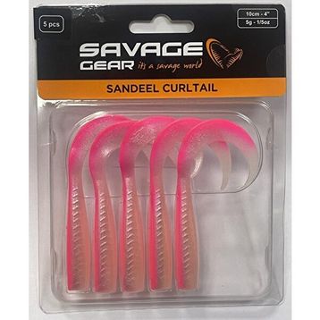 Savage Gear LB Sandeel Curltail 10 cm Pink Glow Back 5 Adet Suni Balık Yemi