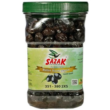Sazak 900 gr 351-380 Kalibre Doğal Yağlı Sele Siyah Zeytin