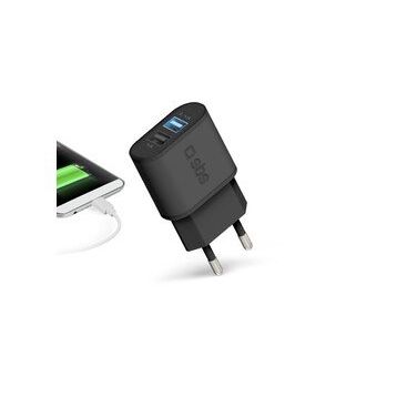 Sbs Siyah 2xUSB-A Hızlı Seyahat Şarj Cihaz
