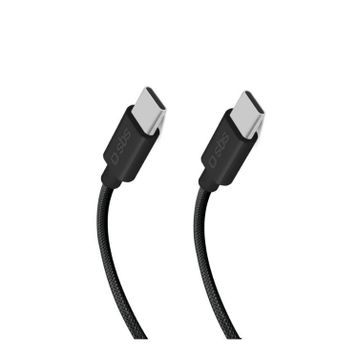 SBS Type-C to Type-C 100 W Siyah Dokuma 1.5 m Data ve Şarj Kablosu