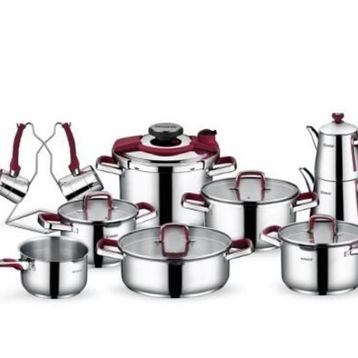 Schafer 18 Parça Bordo Compakt Çelik Çeyiz Seti