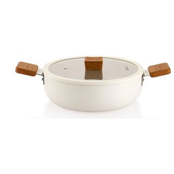 Schafer 28 cm Krem Ceramoni Seramik Basık Tencere