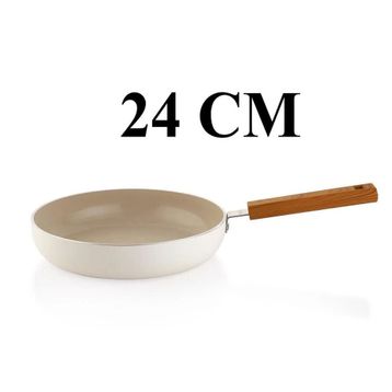 Schafer Ceramoni Seramik Basık Krem 24 cm Tencere Tava Seti