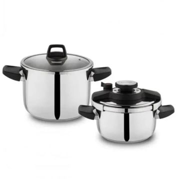 Schafer Compact 4 Parça 4+6.5 lt Siyah Düdüklü Tencere Seti