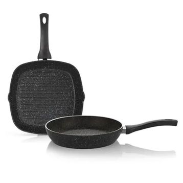 Schafer Dark Storm Siyah 28 26 cm Granit Grill Tava Seti