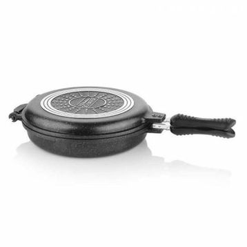 Schafer Double Grill Pan Granit 30 cm Yuvarlak Tava Tencere,