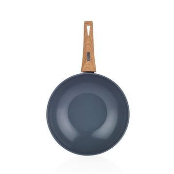 Schafer Fiesta 28 cm Siyah Açık Kahverengi Seramik Wok Tava