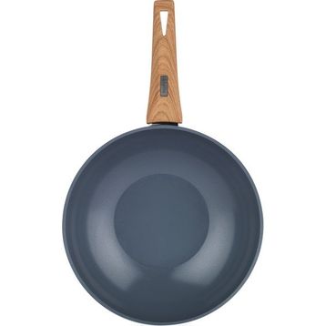 Schafer Fiesta 28 cm Siyah Açık Kahverengi Seramik Wok Tava