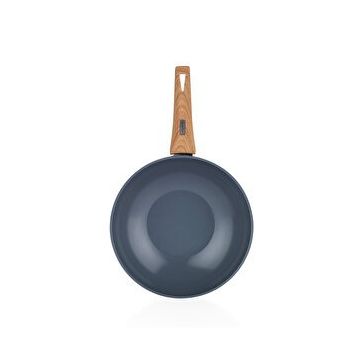 Schafer Fiesta 28 cm Siyah Açık Kahverengi Seramik Wok Tava