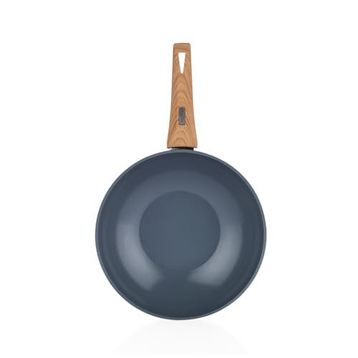 Schafer Fiesta 28 cm Siyah Açık Kahverengi Seramik Wok Tava