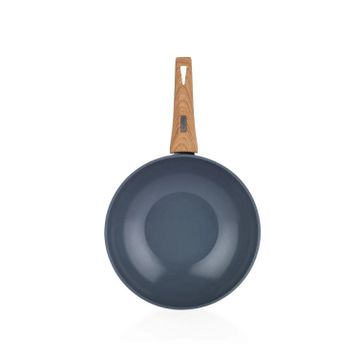 Schafer Fiesta 28 cm Siyah Açık Kahverengi Seramik Wok Tava