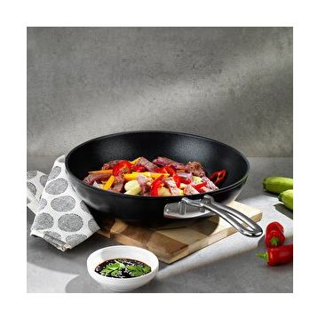 Schafer Gastronomie Master Siyah 28 cm Granit Wok Tava