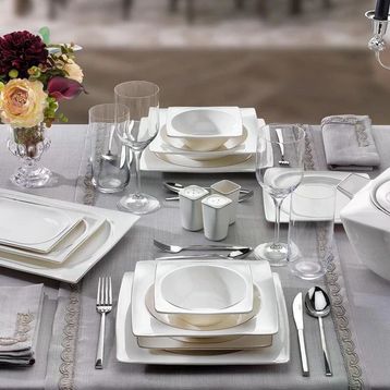Schafer Glamor Pure Platin 60 Parça 12 Kişilik Yemek Takımı