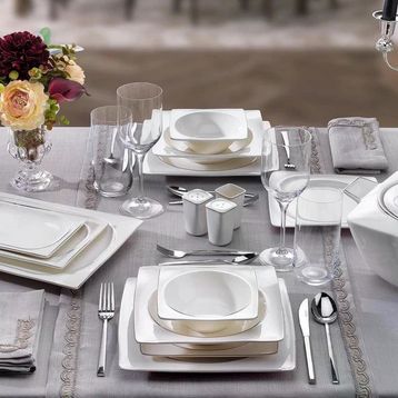 Schafer Glamor Pure Platin 60 Parça 12 Kişilik Yemek Takımı