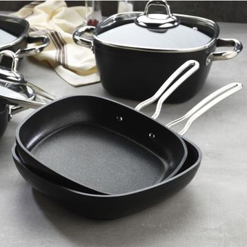 Schafer Granit Gastronomie Siyah 24 cm Kare Tava Tencere Seti