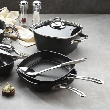 Schafer Granit Gastronomie Siyah 24 cm Kare Tava Tencere Seti