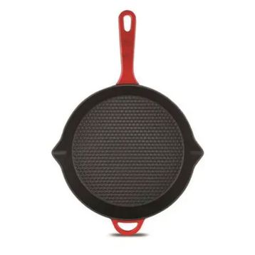 Schafer GUSSCHEF-KMZ04-YUVARLAKIZGARA Siyah 22 cm Guss Chef Demir Döküm Yuvarlak Izgara Tava