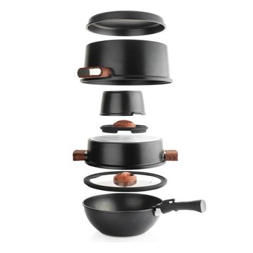 Schafer Matrix 26 cm 8 Parça Siyah Matrix Döküm Tencere Seti
