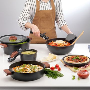 Schafer Matrix 26 cm 8 Parça Siyah Matrix Döküm Tencere Seti