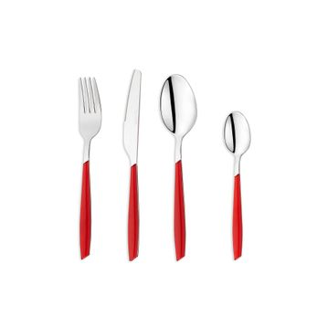Schafer Mona 24 Parça 6 Kişilik Kırmızı Çatal Kaşık Bıçak Takımı