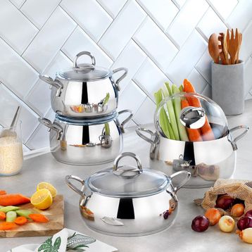 Schafer New Trendy 8 Parça Çelik Tencere Seti