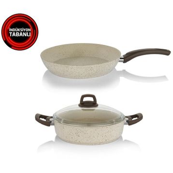 Schafer (pe-7120) Crust 26cm Granit Kaplama Karnıyarık Tencere Ve Tava Takımı Seti