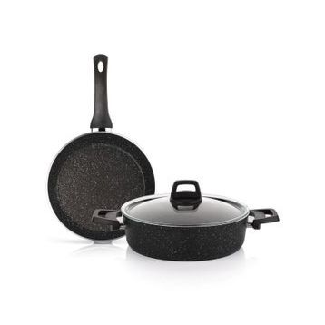 Schafer (pe-7120) Crust 26cm Granit Kaplama Karnıyarık Tencere Ve Tava Takımı Seti