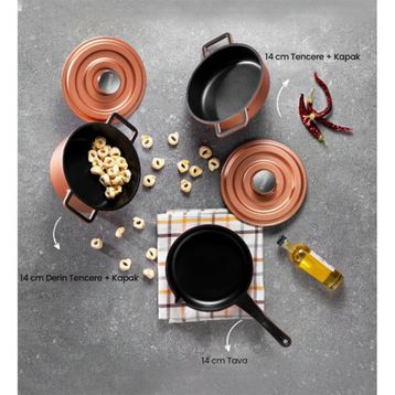 Schafer Pro Cast Mini 5 Parça Rosegold Döküm Tencere Seti
