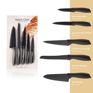 Schafer Quick Chef 5 Parça Siyah Bıçak Seti