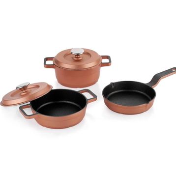 Schafer Retro Cast Mini Döküm 5 Parça Rosegold Tencere Seti