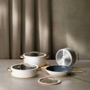 Schafer Sapphire 7 Parça Beyaz Gold Seramik Tencere Seti