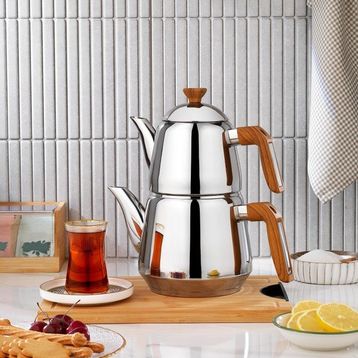 Schafer Teehaus 2 lt Kahverengi Çelik 4 Parça Çaydanlık Takımı