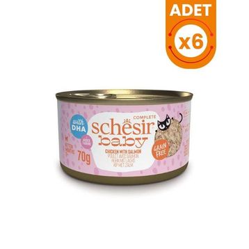 Schesir 6x70 gr Baby Cat Tavuklu ve Somonlu Yavru Kedi Konservesi