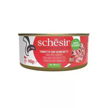 Schesir Jöle İçinde Ton Balığı İle Karidesli Yetişkin 140 gr Kedi Konservesi